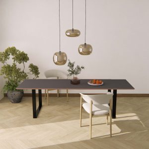 Linoleum tafel 4155 pewter O frame Zwart
